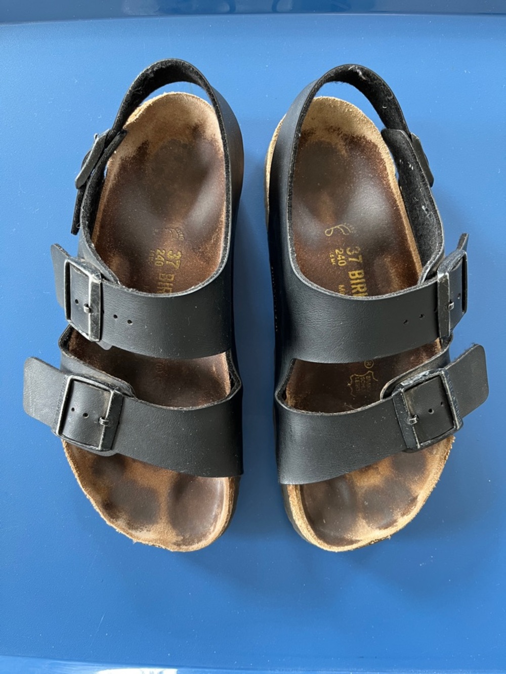 Birkenstock | Milano Birko-Flor Sandals (vegan uppers, suede footbed) | Blk | 7